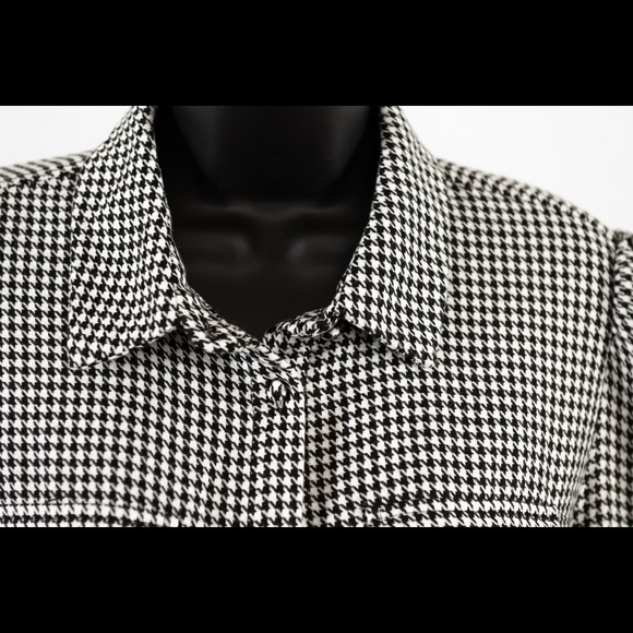 Zara Houndstooth print long sleeve buttons down shirt size M - Picture 6 of 16
